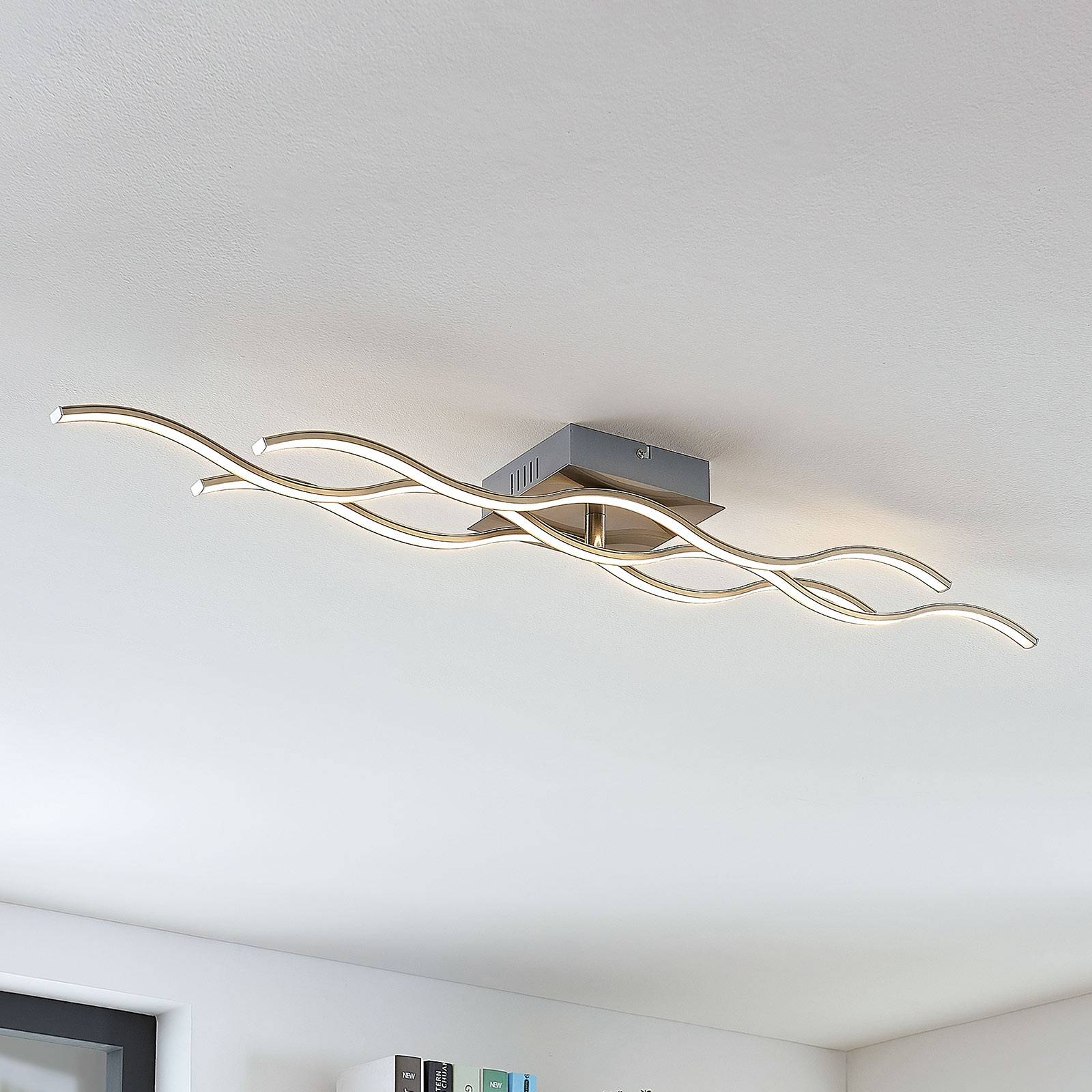 Lindby LED-Deckenleuchte Safia, 99 cm, nickelfarben, dimmbar Lindby LED-Deckenleuchte Safia, 99 cm, nickelfarben, dimmbar von LINDBY