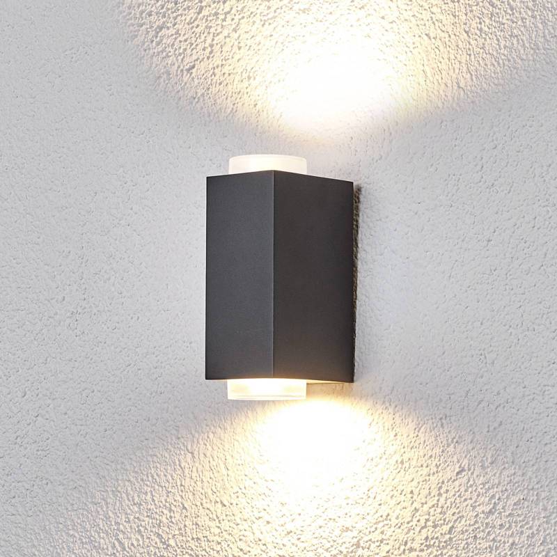 Dunkelgraue Außenwandlampe Jovan, 2-flammig von LINDBY