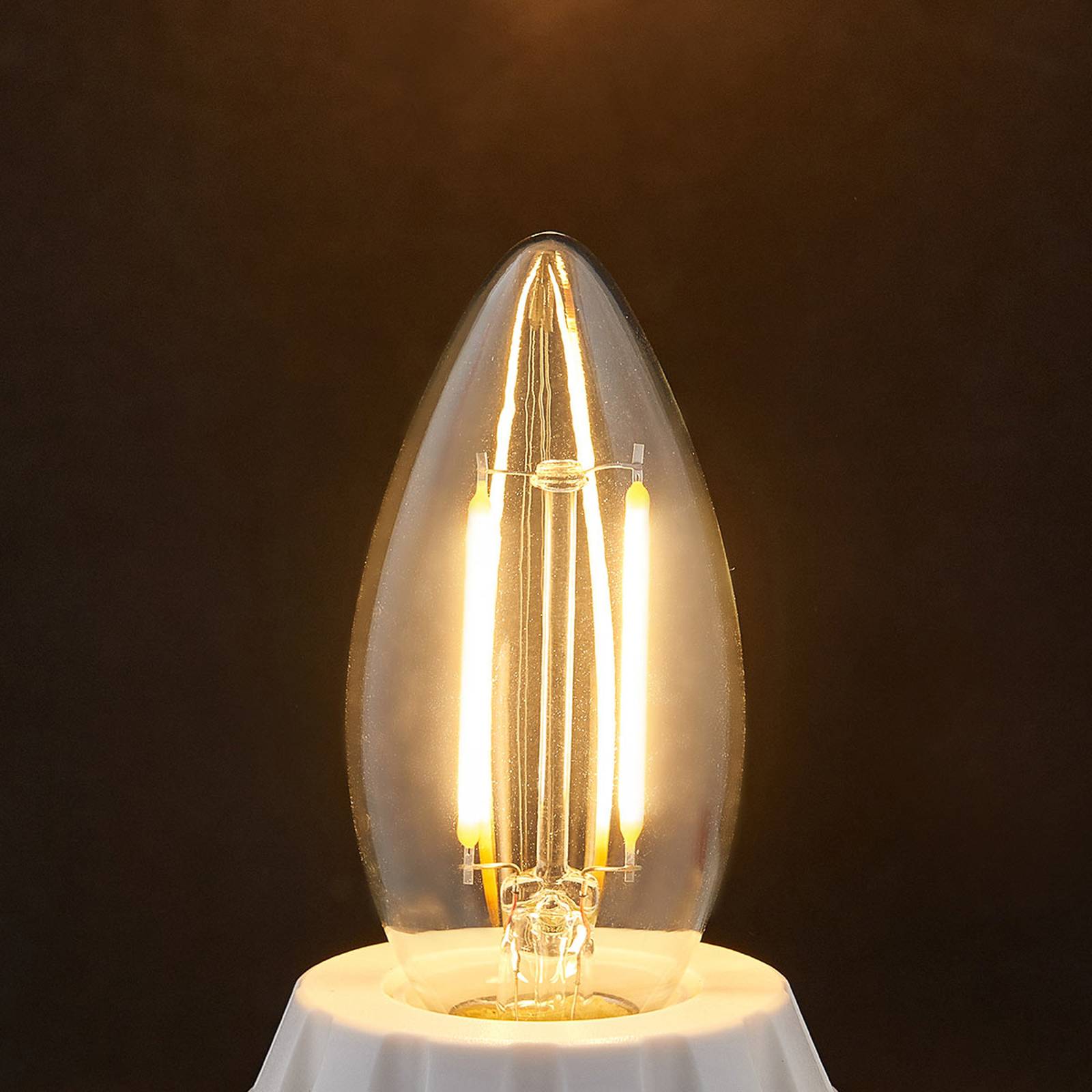 E14 LED-Kerzenlampe Filament 2W, klar, 2.700 K von LINDBY