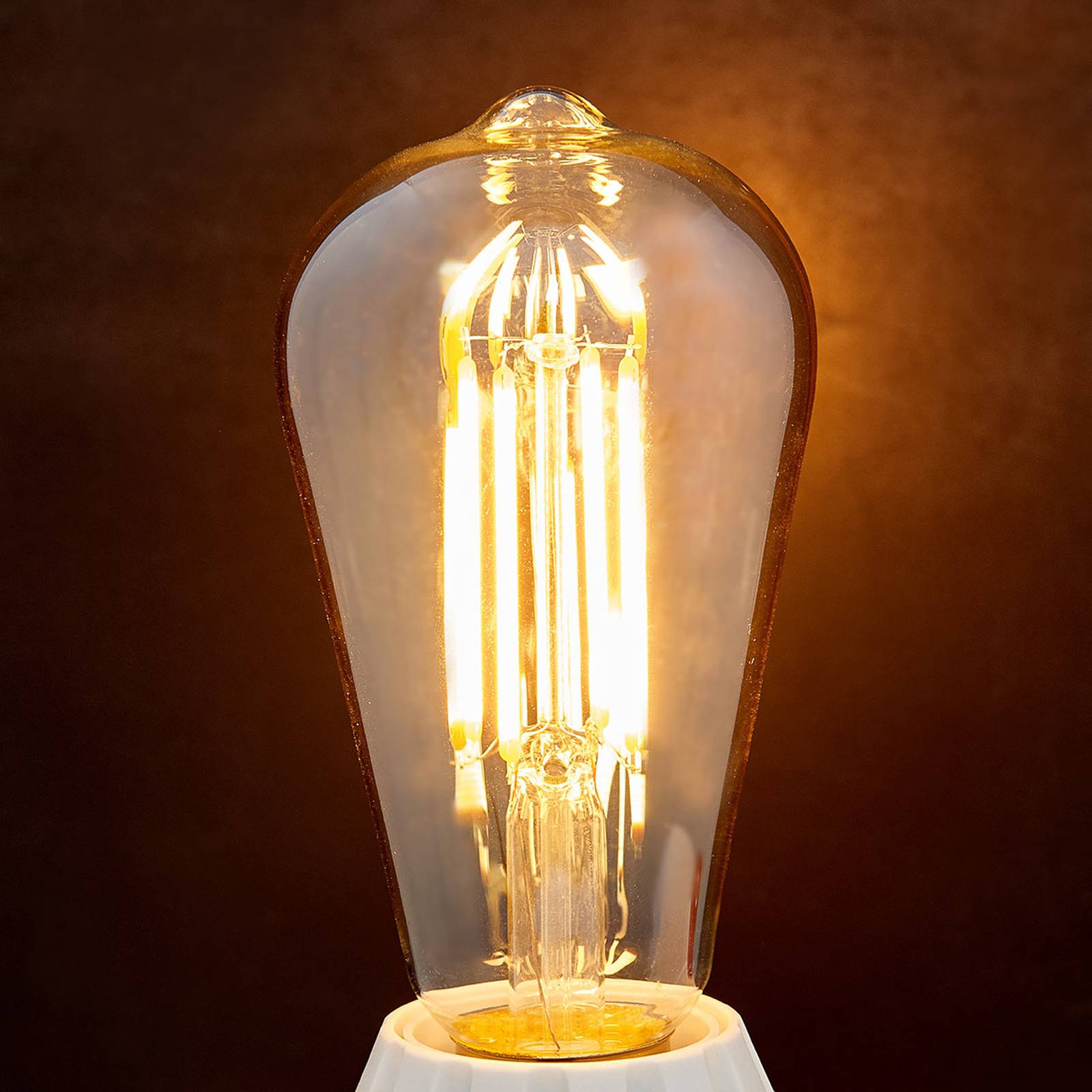 E27 LED-Rustikalampe 6W 500 lm, amber 1.800 K von LINDBY