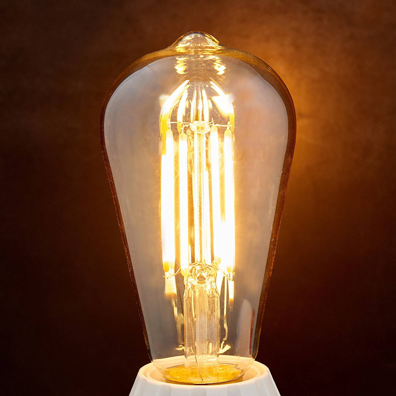 E27 LED-Rustikalampe 6W 500lm amber 1.800K 3er-Set von LINDBY