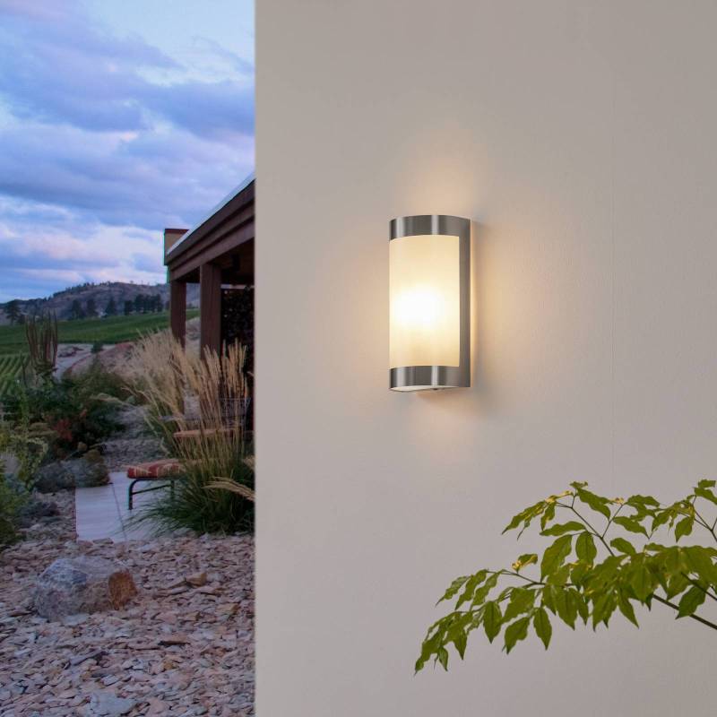 Lindby Außenwandlampe Alvin, 26 cm, Edelstahl, IP44, E27 von LINDBY