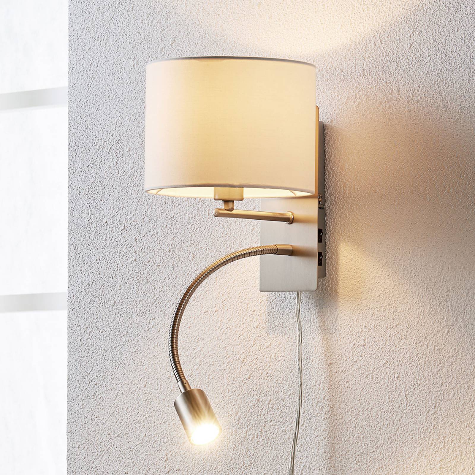 Lindby Wandlampe Florens, nickel, Leselampe, Stecker, E14 Lindby Wandlampe Florens, nickel, Leselampe, Stecker, E14 von LINDBY