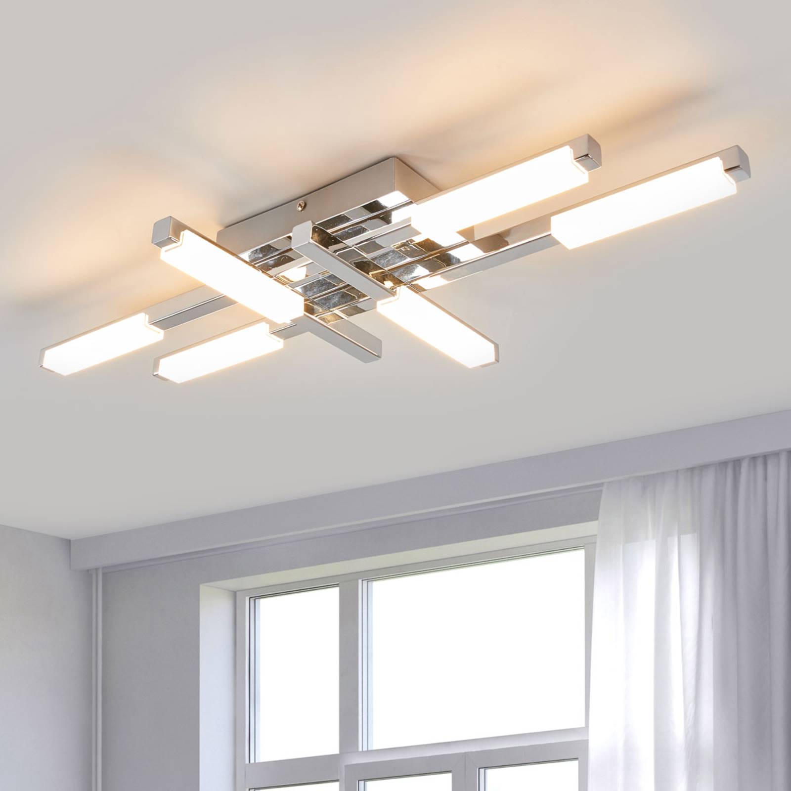 Lindby LED-Deckenlampe Patrik, 62 cm, 6-flammig, chrom, IP44 Lindby LED-Deckenlampe Patrik, 62 cm, 6-flammig, chrom, IP44 von LINDBY