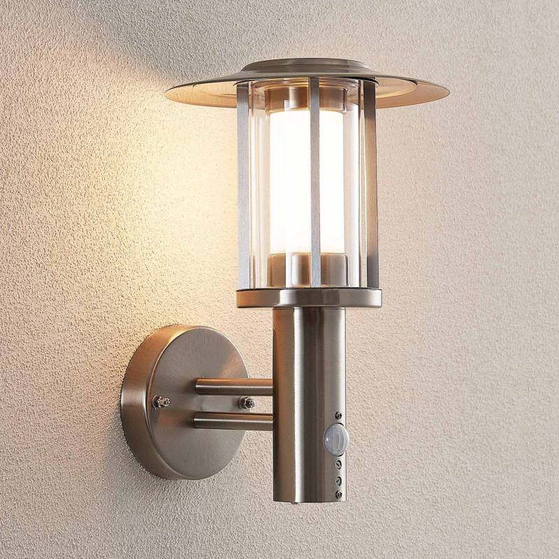 Lindby LED-Außenwandlampe Gregory, Sensor, edelstahl, IP44 von LINDBY