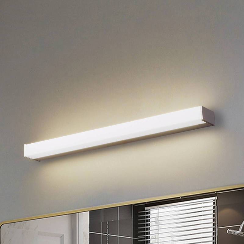 Lindby LED-Wandlampe Philippa, eckig, 59 cm, alufarben, IP44 von LINDBY