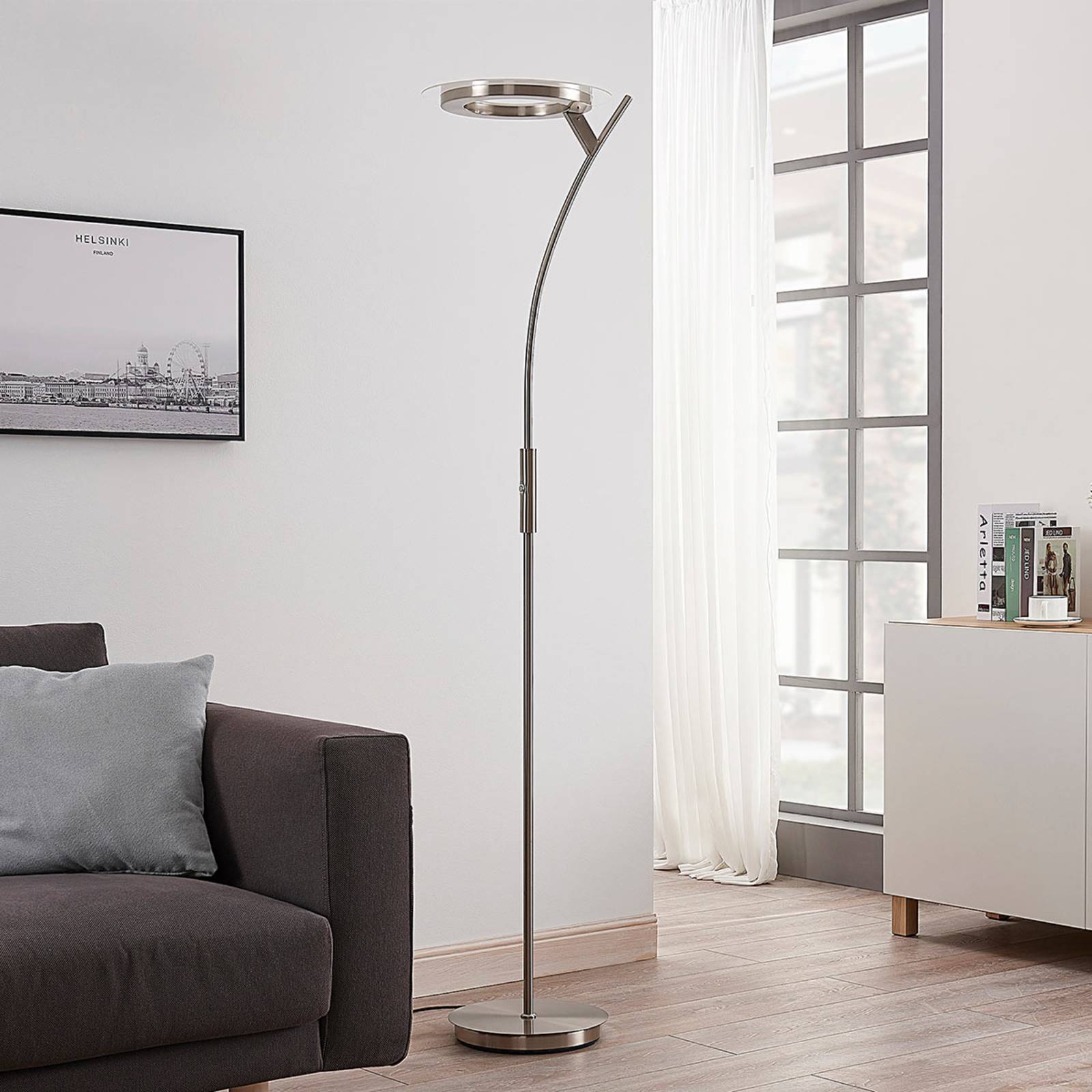 Lindby LED-Stehleuchte Darion, grau, Metall, dimmbar, 180cm Lindby LED-Stehleuchte Darion, grau, Metall, dimmbar, 180cm von LINDBY