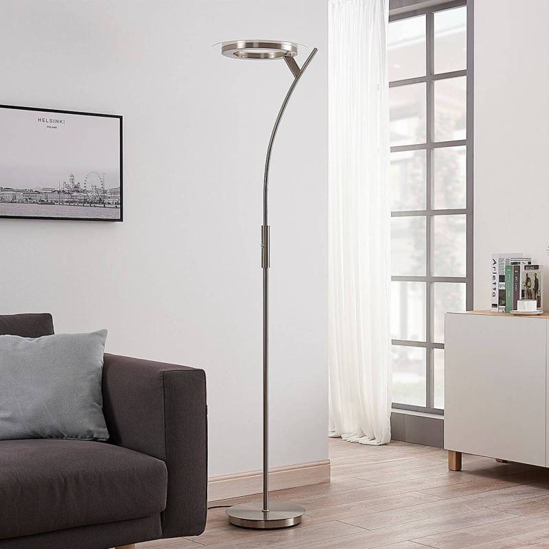 Lindby LED-Stehleuchte Darion, grau, Metall, dimmbar, 180cm von LINDBY