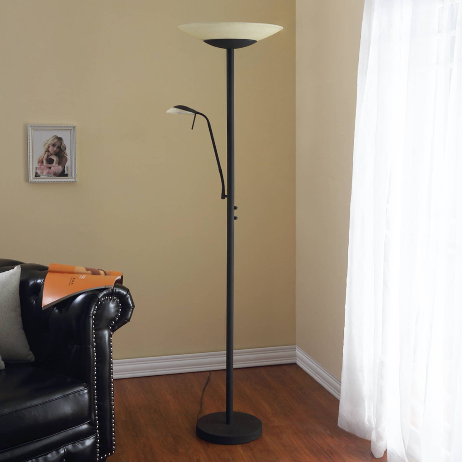 Lindby LED-Stehleuchte Ragna, Leselicht, schwarz, dimmbar Lindby LED-Stehleuchte Ragna, Leselicht, schwarz, dimmbar von LINDBY