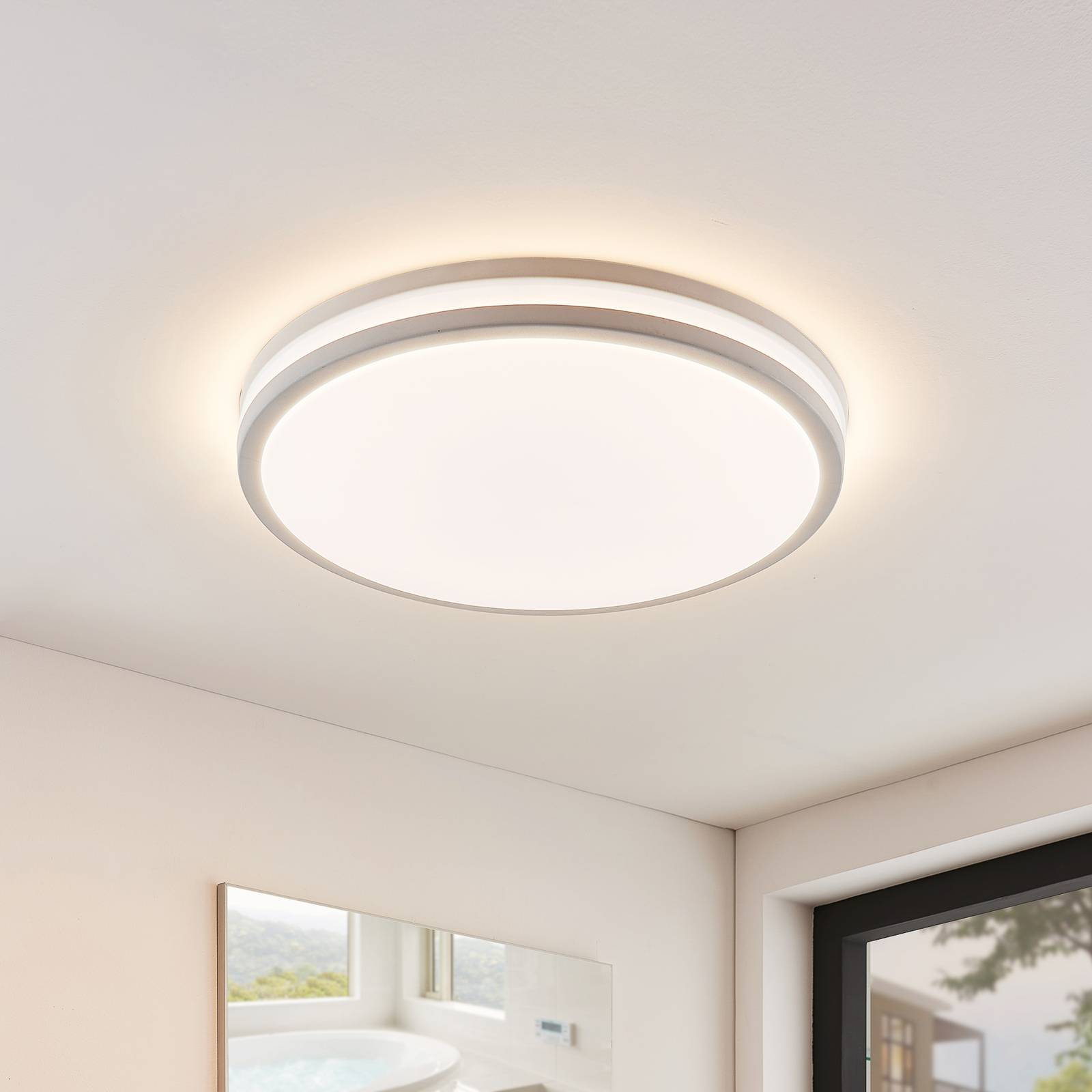 LED-Deckenlampe Arnim, weiß, Kunststoff, Ø 49cm, IP44 LED-Deckenlampe Arnim, weiß, Kunststoff, Ø 49cm, IP44 von LINDBY