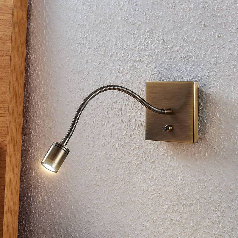 Lindby LED-Wandlampe Mayar, messing, Metall, Leselampe, 11cm von LINDBY