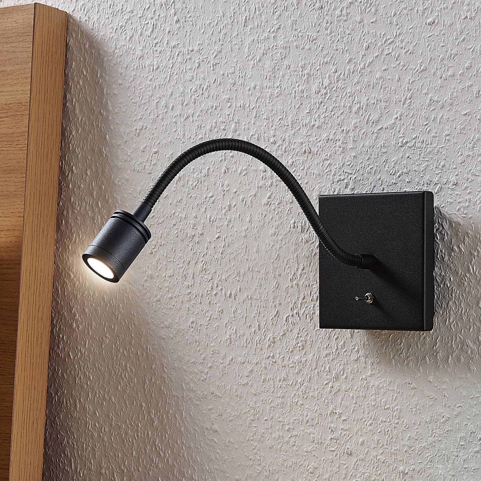 LED-Wand-Leseleuchte Mayar mit Flexarm, schwarz von LINDBY