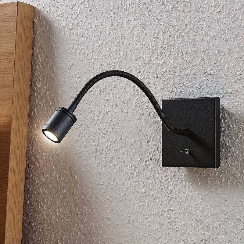 Lindby LED-Wandlampe Mayar, schwarz, Metall, Leselampe, 11cm von LINDBY