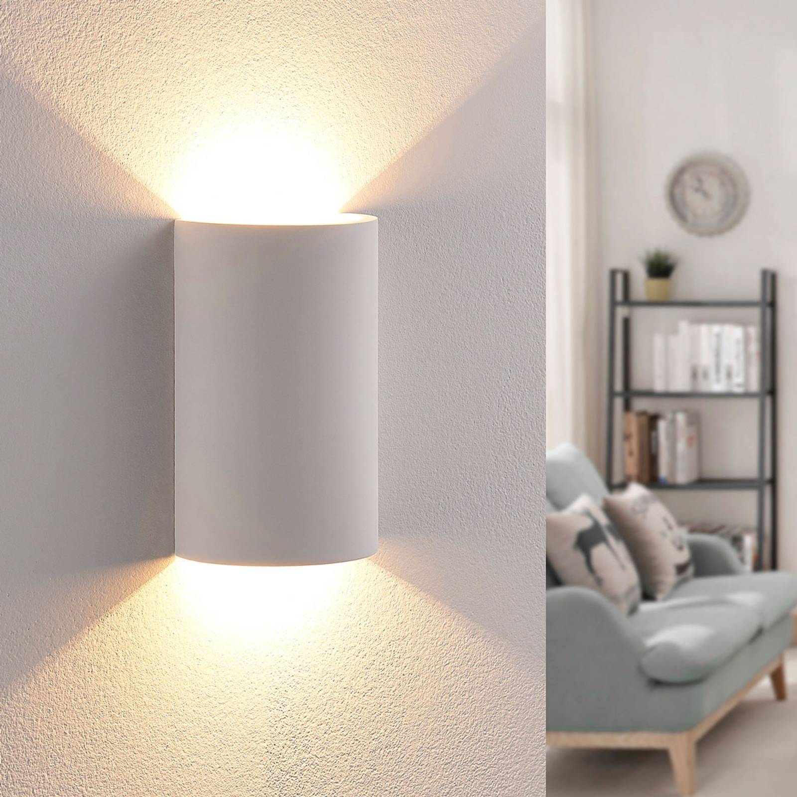 Lindby LED-Wandleuchte Jenke, Höhe 16 cm, weiß, Gips Lindby LED-Wandleuchte Jenke, Höhe 16 cm, weiß, Gips von LINDBY