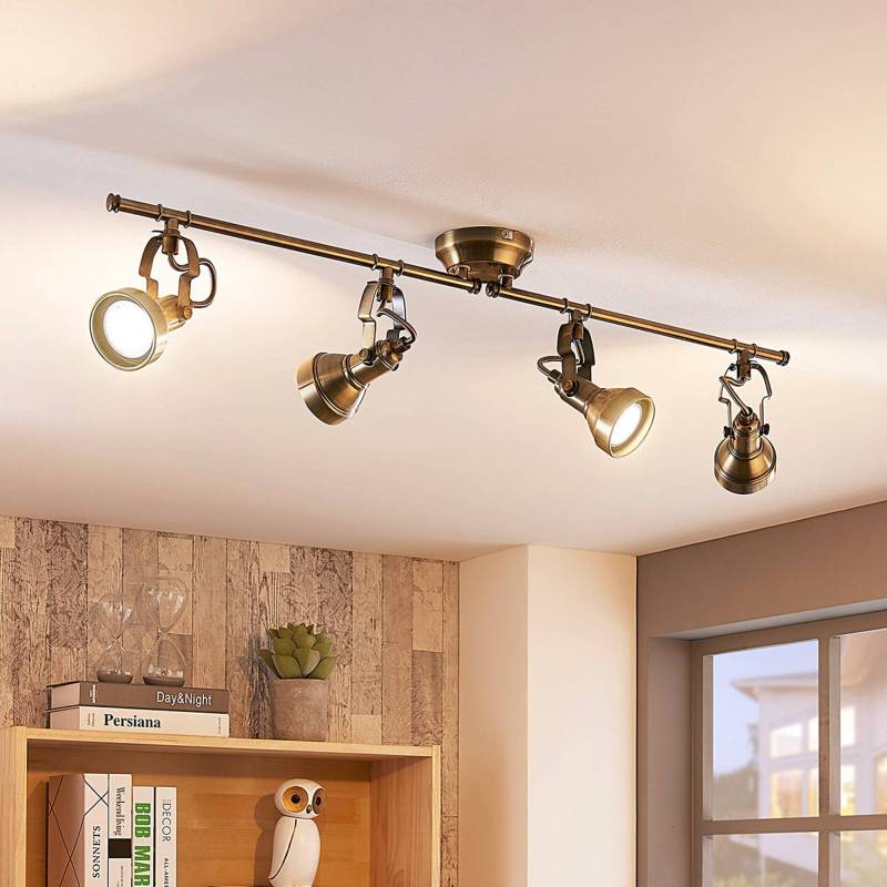 Lindby Deckenlampe Perseas, 78 cm, 4-flg., altmessing, GU10 von LINDBY