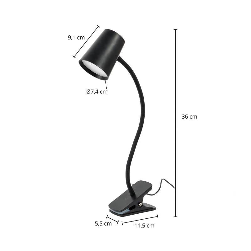 Lindby Ailina LED-Tischlampe, Klemmfuß, schwarz von LINDBY