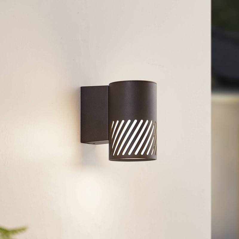 Lindby Außenwandleuchte Lurinda, 1-flg., schwarz, Alu, Ø10cm von LINDBY