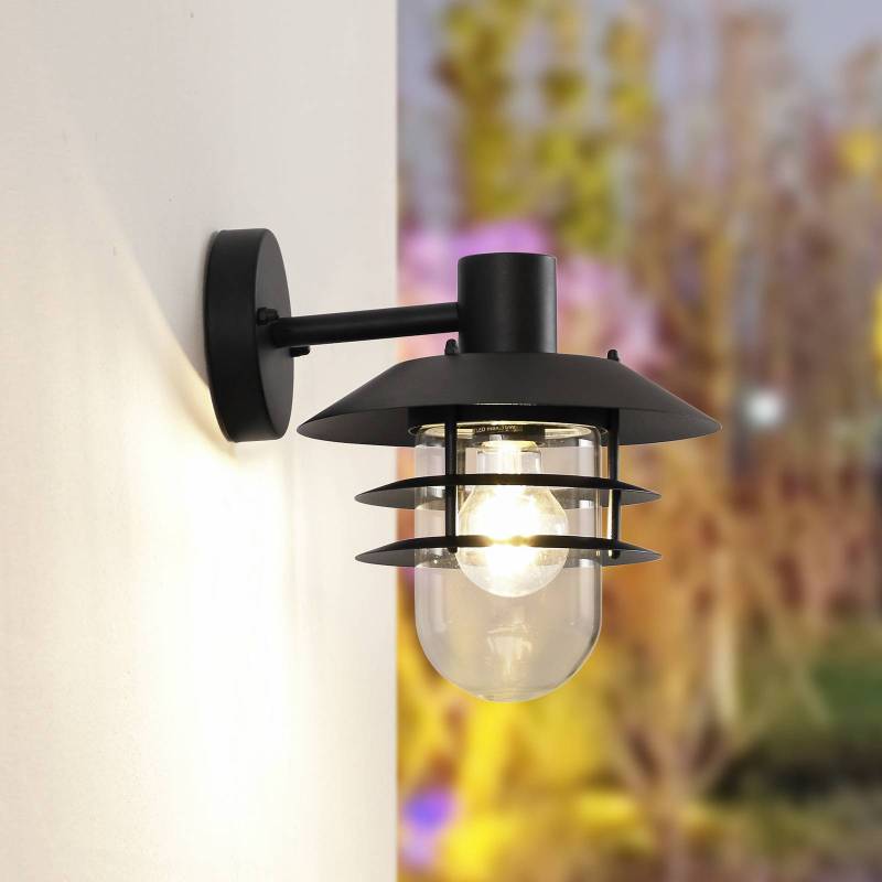 Lindby Außenwandleuchte Meliora, schwarz, Eisen, IP44, E27 von LINDBY