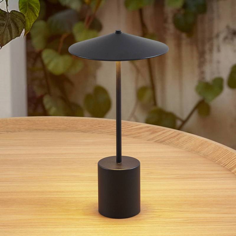Lindby LED-Akkutischleuchte Ayva, schwarz, Aluminium, IP44 von LINDBY