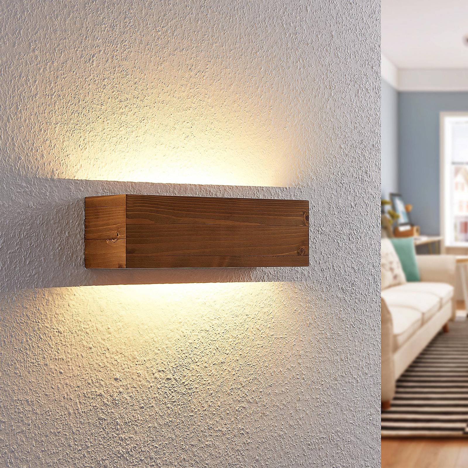 Lindby Benicio Holz-LED-Wandleuchte, eckig, 37 cm von LINDBY