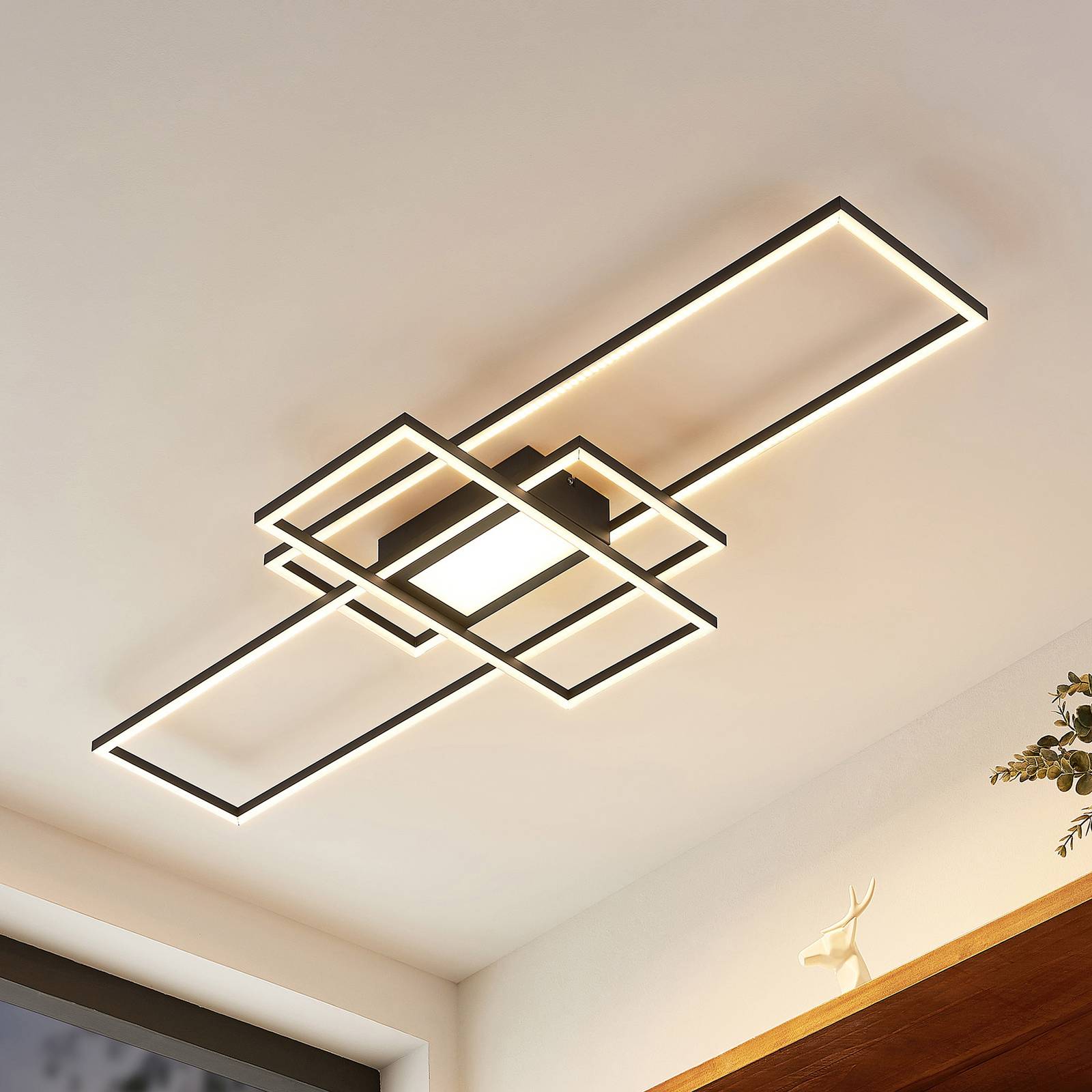 Lindby LED-Deckenlampe Caitlin anthrazit CCT Fernbedienung von LINDBY