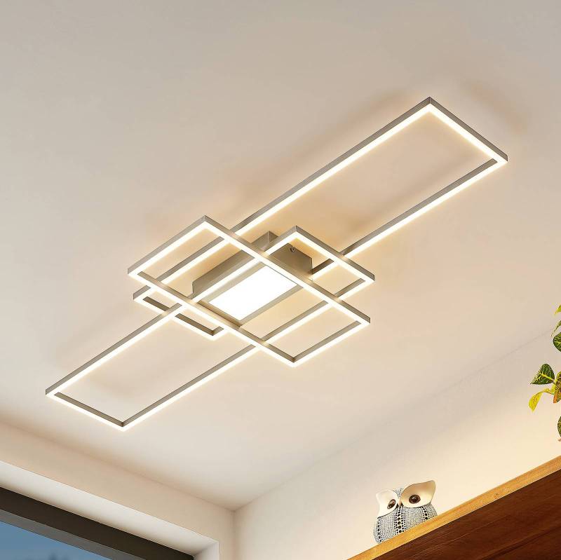Lindby LED-Deckenleuchte Caitlin, nickel, CCT, Fernbedienung von LINDBY