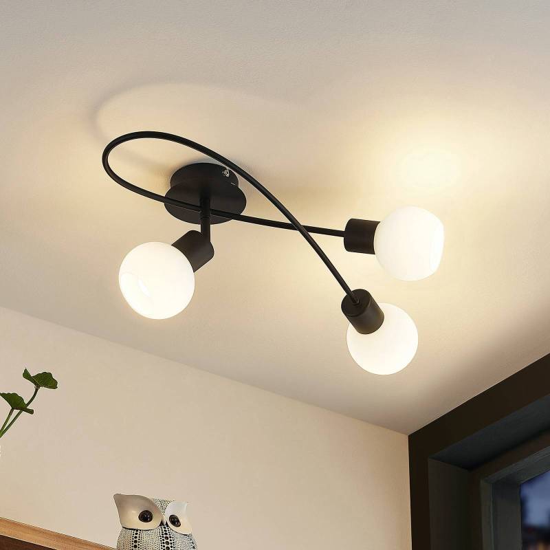 Lindby Deckenlampe Elaina, 54 cm, 3-flg., schwarz/weiß, E14 von LINDBY
