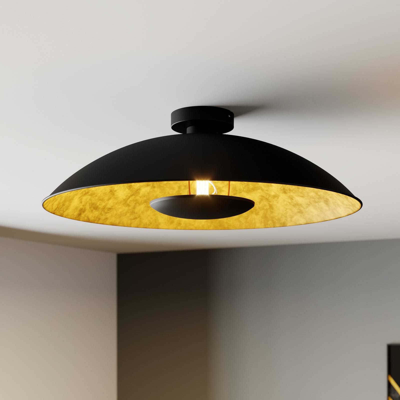 Lindby Deckenlampe Emilienne, schwarz, goldfarben, Ø 60 cm von LINDBY