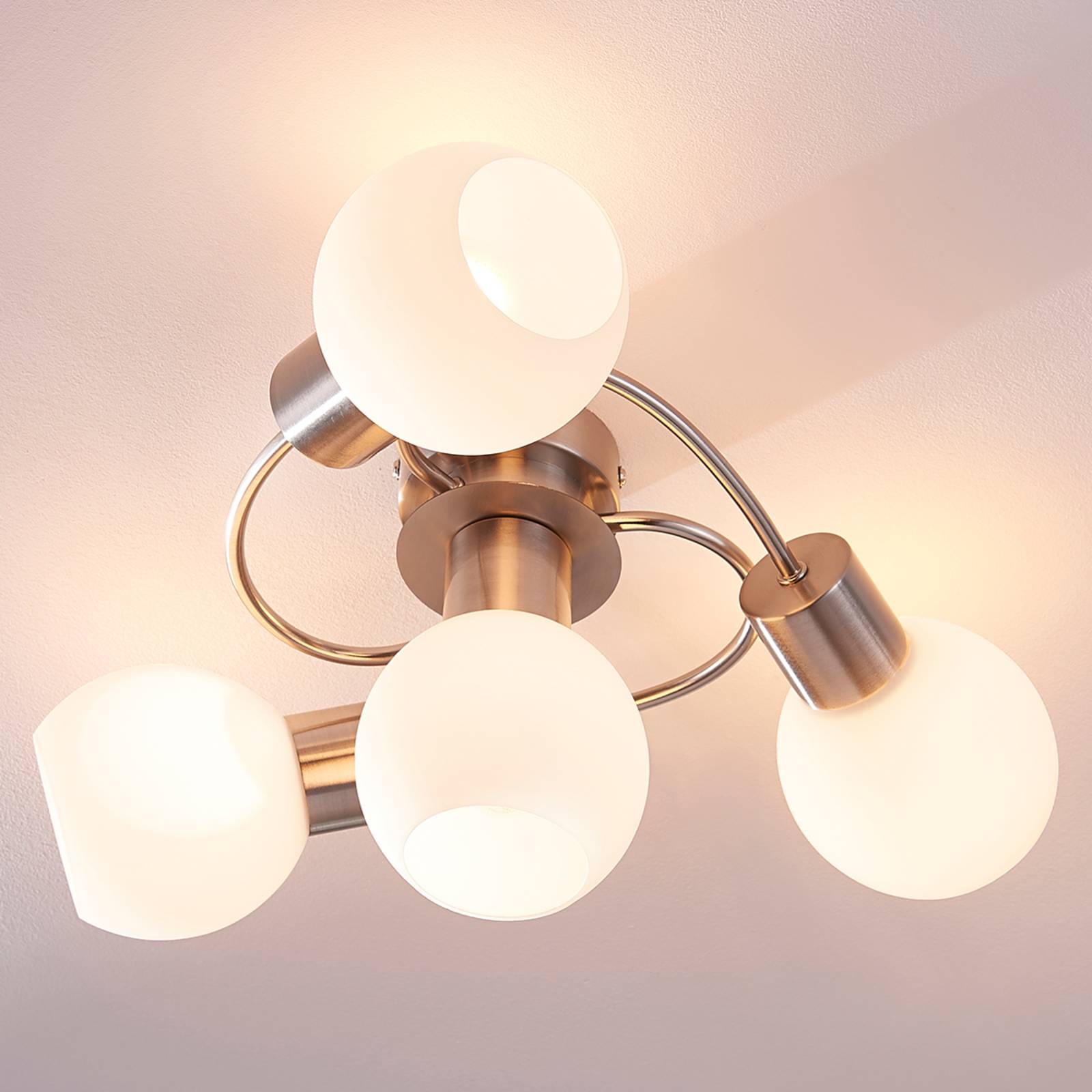 Lindby Deckenlampe Ciala, 4-flammig, nickelfarben, Glas, E14 Lindby Deckenlampe Ciala, 4-flammig, nickelfarben, Glas, E14 von LINDBY