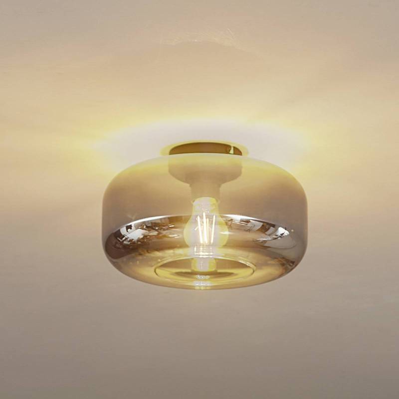 Lindby Deckenleuchte Hildur, Ø 28,5 cm, rauchgrau, Glas von LINDBY
