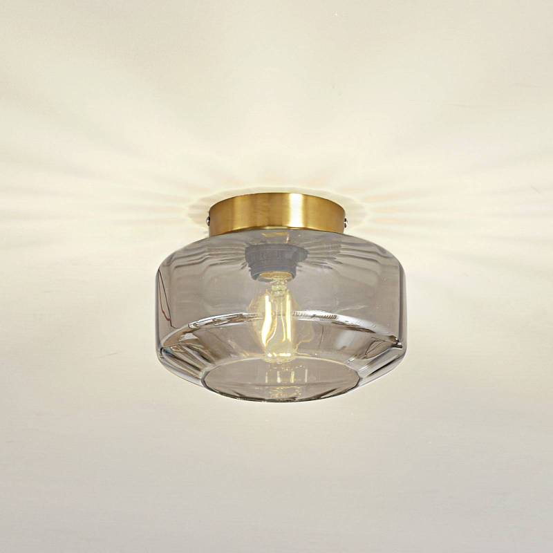Lindby Deckenleuchte Hildur, rauchgrau, Glas, Ø 22 cm von LINDBY