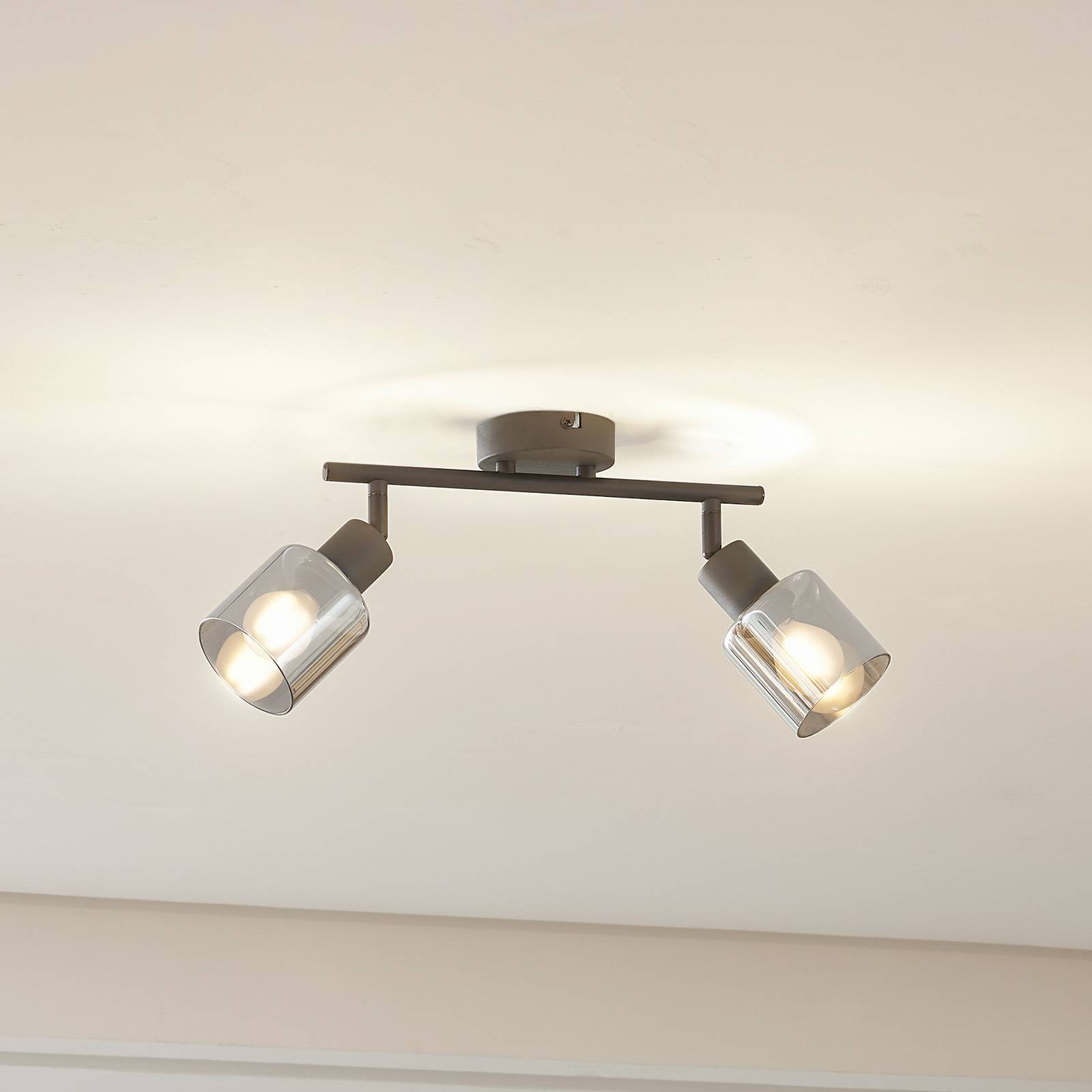 Lindby Deckenleuchte Netty, 2-flammig, grau, Glas Lindby Deckenleuchte Netty, 2-flammig, grau, Glas von LINDBY