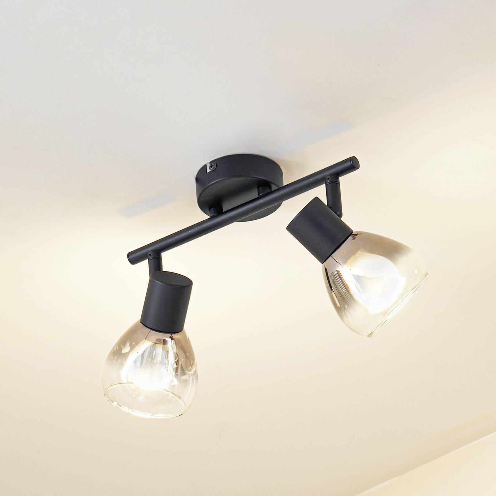 Lindby Deckenleuchte Pendura, 2-flammig, schwarz, Glas Lindby Deckenleuchte Pendura, 2-flammig, schwarz, Glas von LINDBY