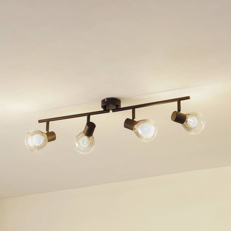 Lindby Deckenleuchte Pendura, 4-flammig, schwarz, Glas von LINDBY