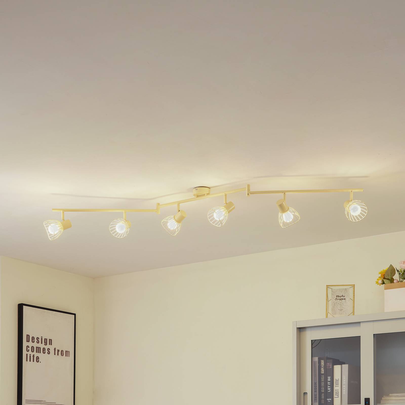 Lindby Deckenleuchte Piena, beige, 6-flg., Metall, 150cm Lindby Deckenleuchte Piena, beige, 6-flg., Metall, 150cm von LINDBY
