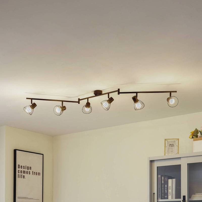 Lindby Deckenleuchte Piena, schwarz, 6-flg., Metall, 150cm von LINDBY