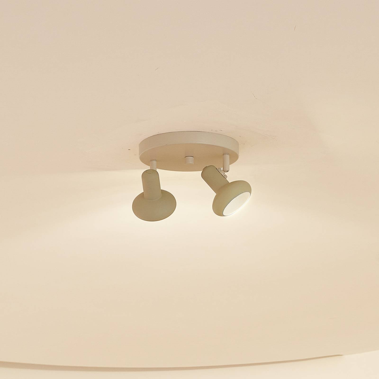 Lindby Deckenstrahler Huby, 2-flammig, creme/hellgrün, Eisen Lindby Deckenstrahler Huby, 2-flammig, creme/hellgrün, Eisen von LINDBY