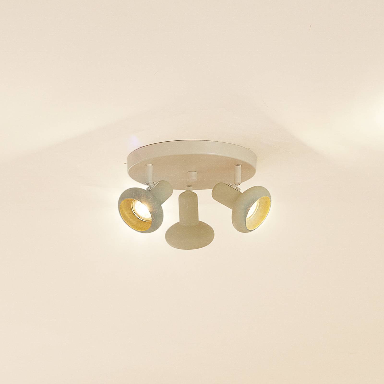 Lindby Deckenstrahler Huby, 3-flammig, creme/hellgrün, Eisen Lindby Deckenstrahler Huby, 3-flammig, creme/hellgrün, Eisen von LINDBY