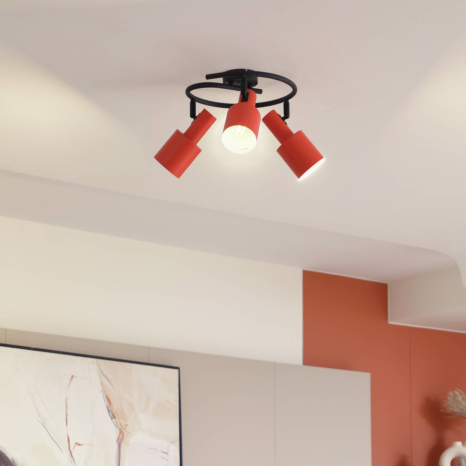 Lindby Deckenstrahler Ovelia, orange/schwarz, 3-flg., E27 Lindby Deckenstrahler Ovelia, orange/schwarz, 3-flg., E27 von LINDBY
