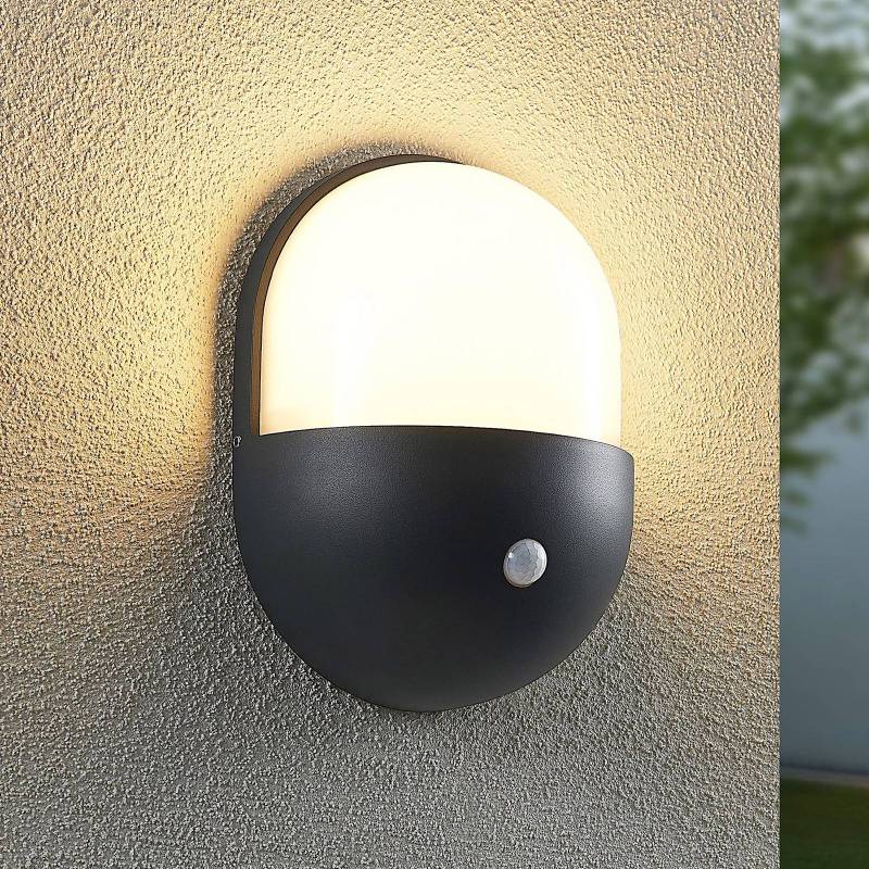 Lindby Dianko LED-Außenwandleuchte, rund, Sensor von LINDBY