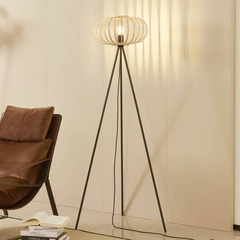 Lindby Dreibein-Stehleuchte Lielle, Bambus natur, Ø 40 cm von LINDBY