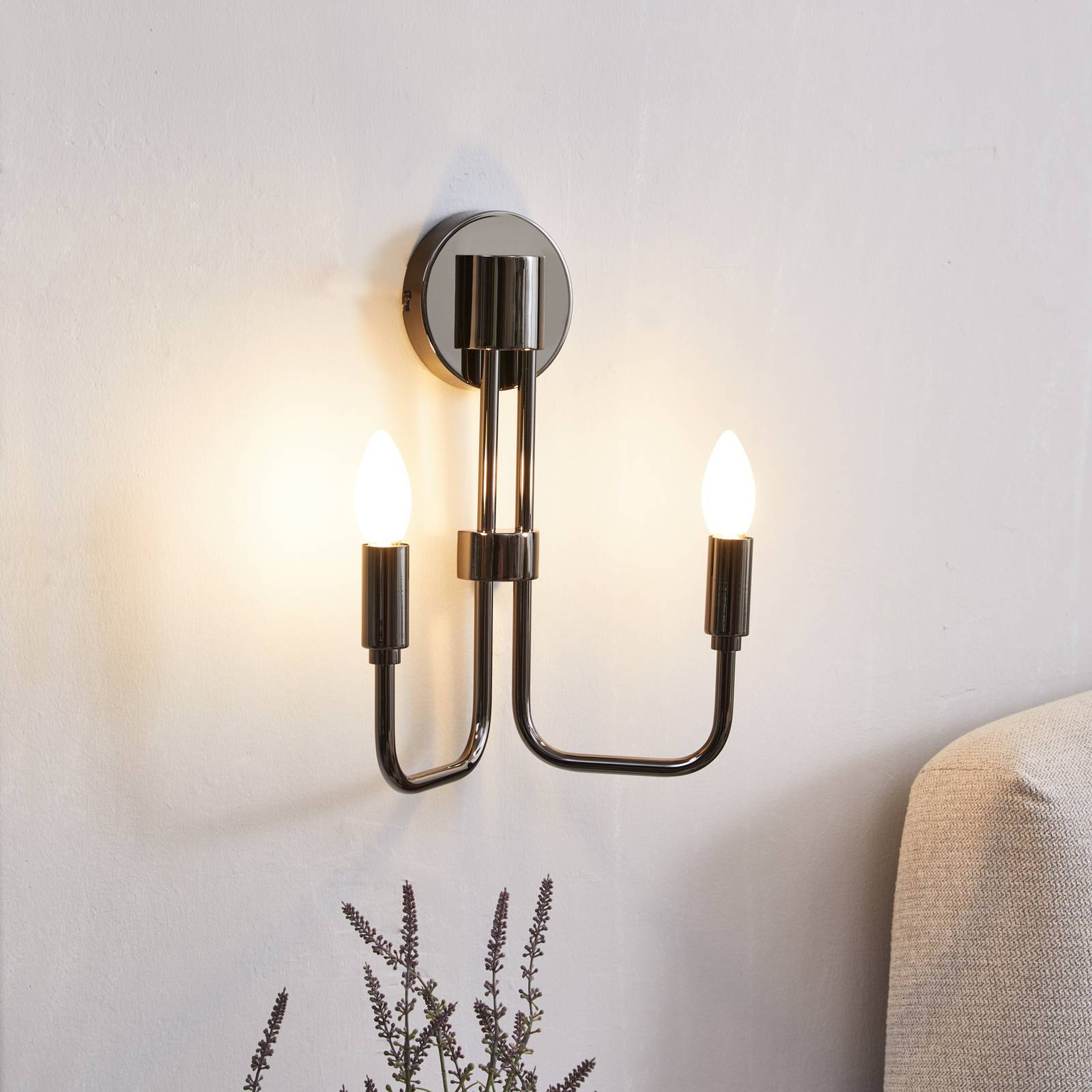 Lindby Wandleuchte Elanova, grau, 2-flammig, 35 cm, E14 Lindby Wandleuchte Elanova, grau, 2-flammig, 35 cm, E14 von LINDBY