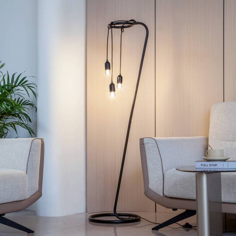 Lindby Stehleuchte Elira, schwarz, Metall, 150 cm hoch, E27 von LINDBY
