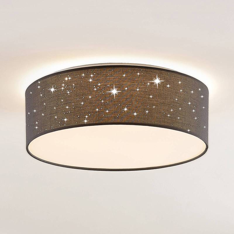 Lindby LED-Deckenlampe Ellamina, Ø 40 cm, dunkelgrau, Textil von LINDBY