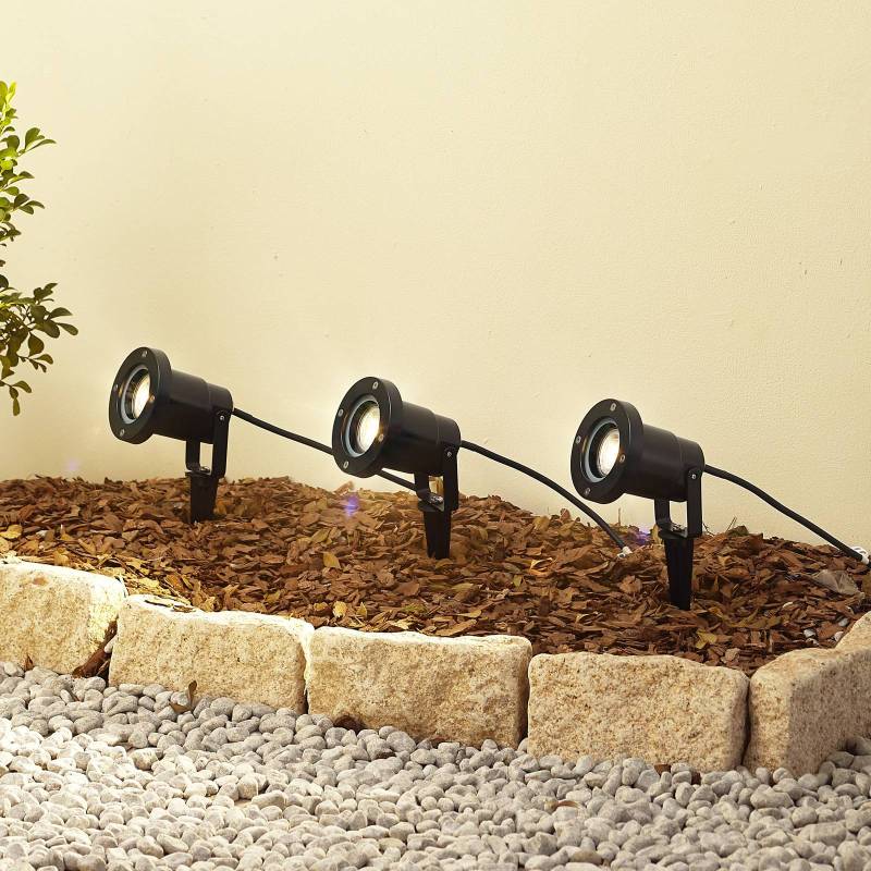 Lindby Erdspießleuchte Thorgal, Ø 9,8 cm, schwarz, 3er-Set von LINDBY