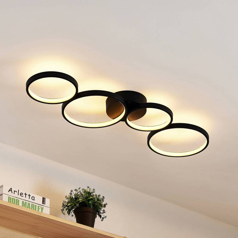 Lindby LED-Deckenleuchte Evengeline, schwarz, Alu, 88 cm von LINDBY