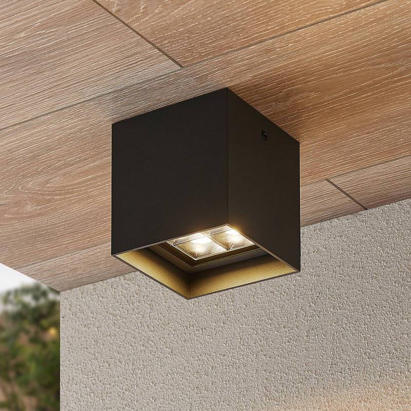 Lindby LED-Deckenleuchte Eveta, 10 cm, anthrazit, Alu, IP65 von LINDBY