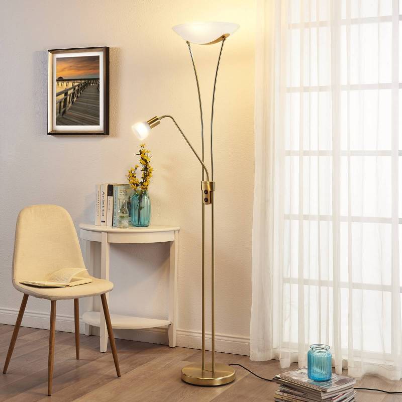Lindby Stehlampe Felicia, messing, 180 cm, E27, Leselicht von LINDBY