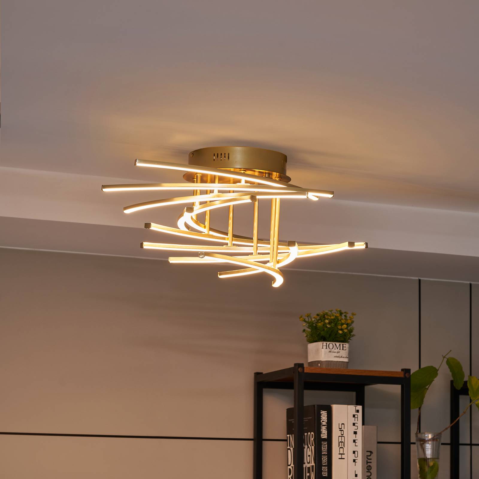 Lindby Flakira LED-Deckenlampe, 10-fl. altmessing Lindby Flakira LED-Deckenlampe, 10-fl. altmessing von LINDBY