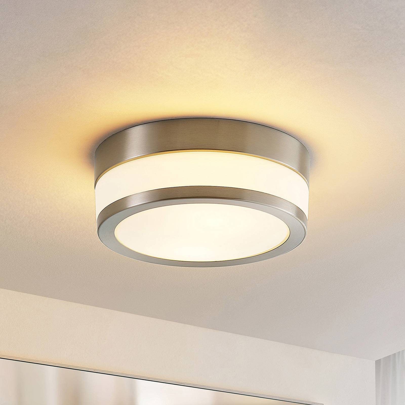 Lindby Deckenlampe Flavi, Ø 23 cm, nickel, Glas, IP44, E27 Lindby Deckenlampe Flavi, Ø 23 cm, nickel, Glas, IP44, E27 von LINDBY